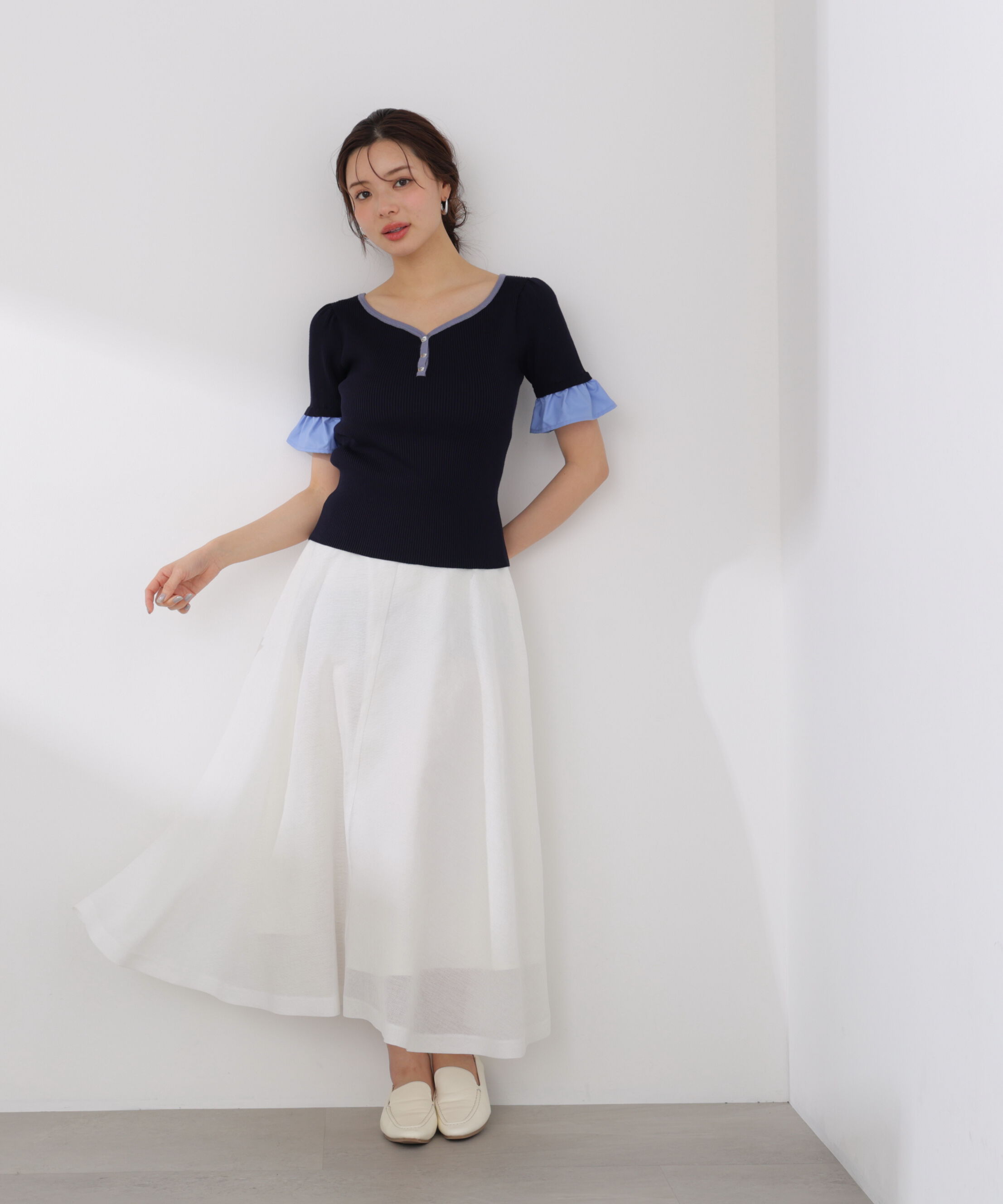 PROPORTION BODY DRESSING「異素材ハーフスリーブニット」|ニット・セーター|