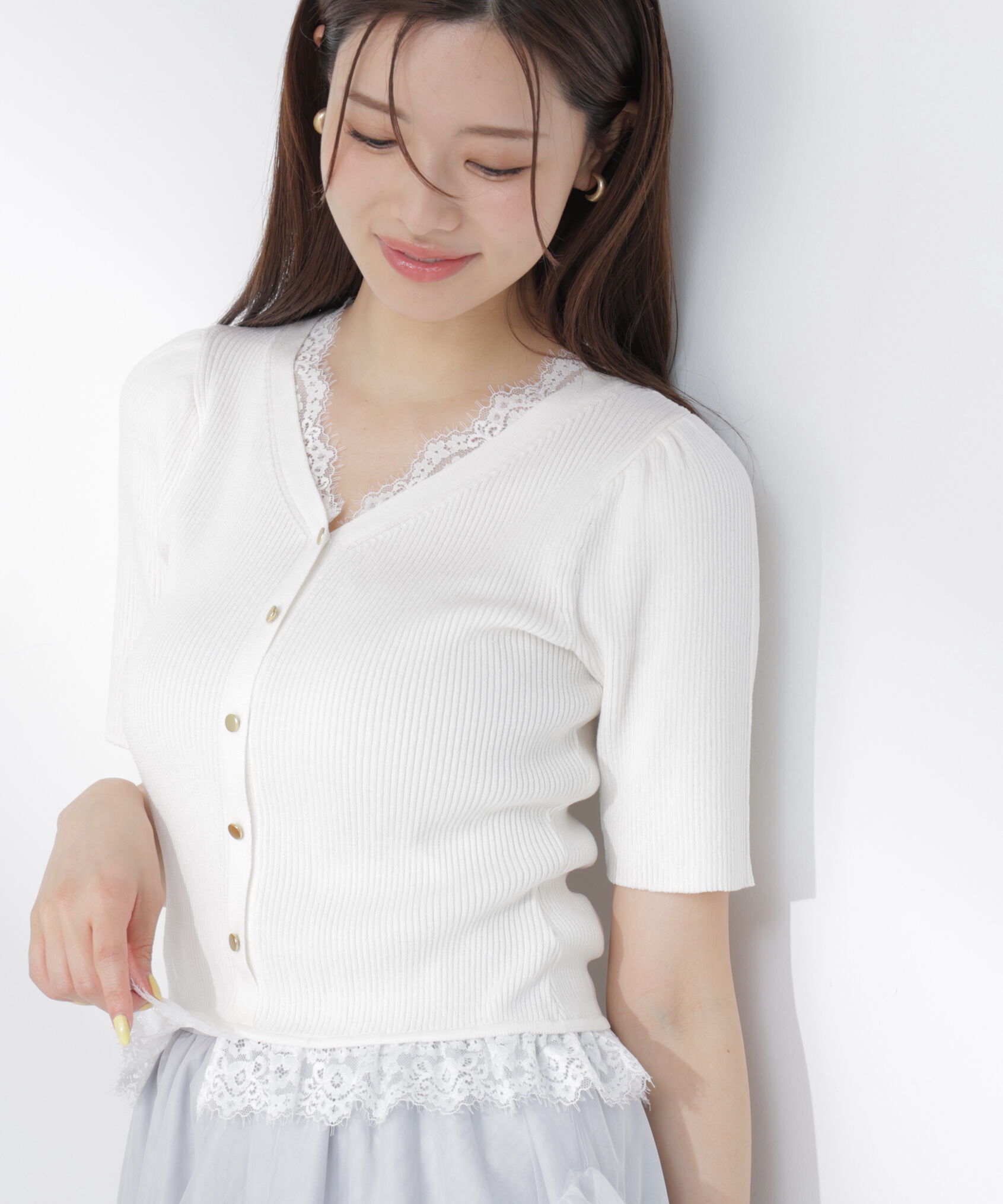 PROPORTION BODY DRESSING「レースレイヤード風リブニット」|ニット・セーター|