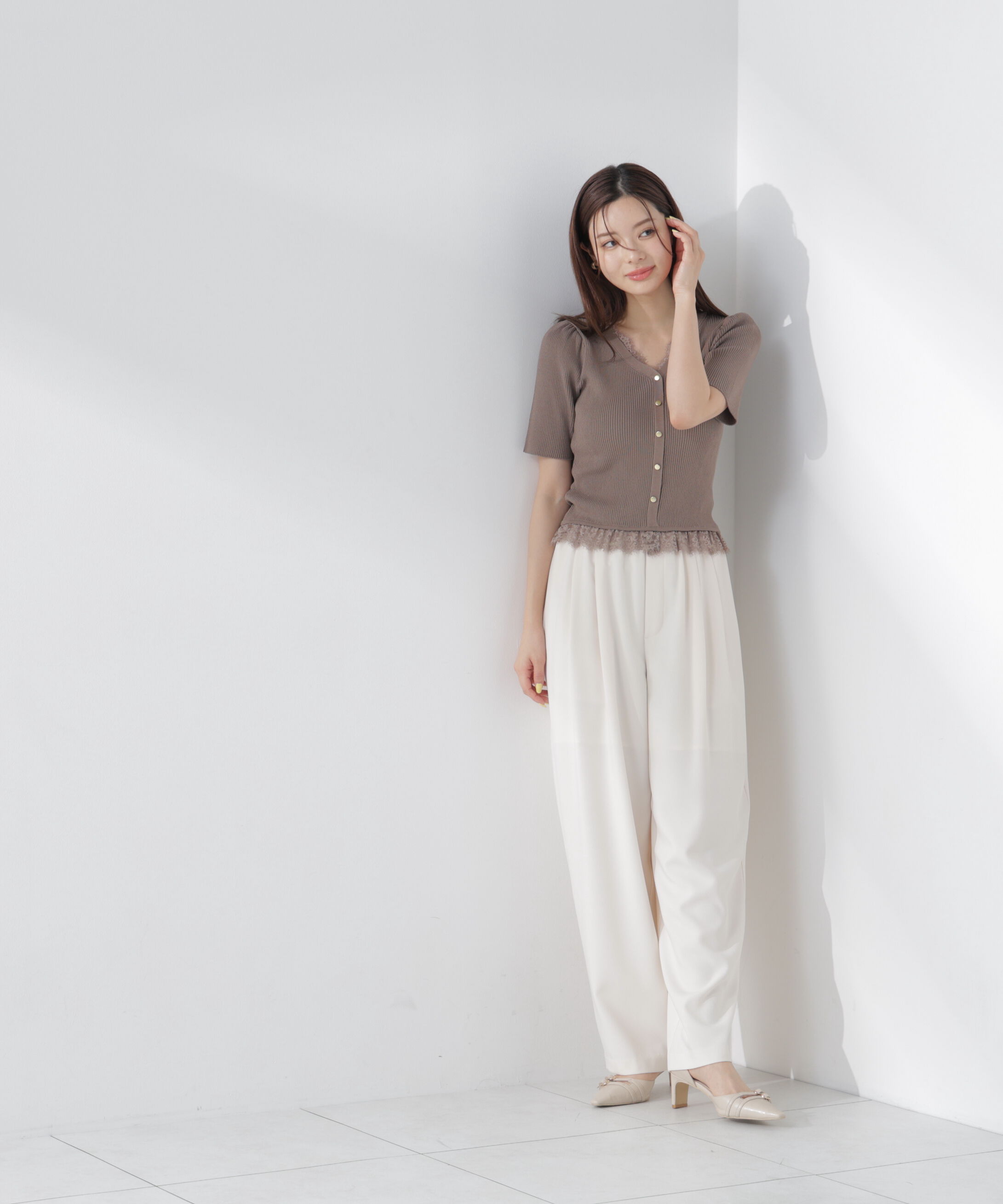 PROPORTION BODY DRESSING「レースレイヤード風リブニット」|ニット・セーター|