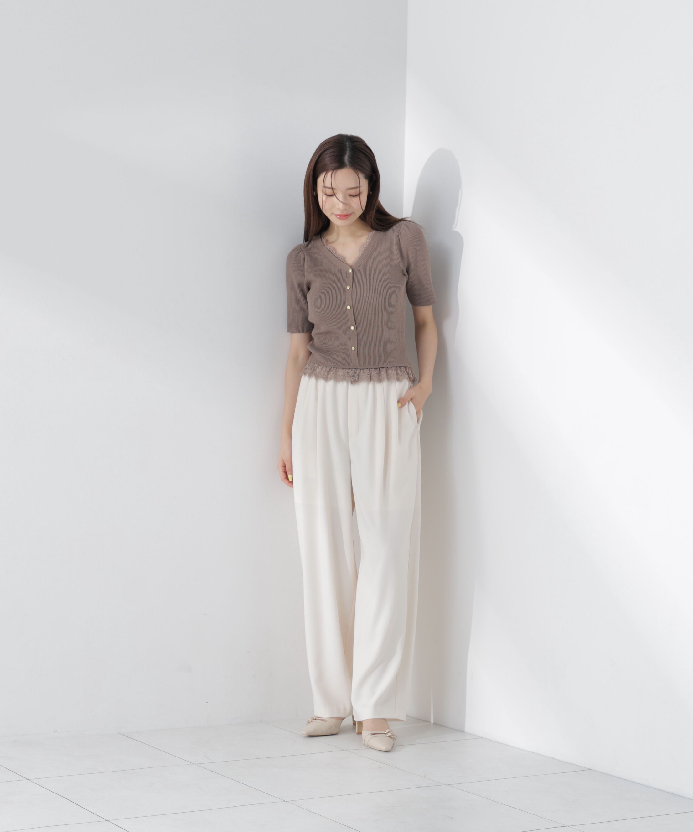 PROPORTION BODY DRESSING「レースレイヤード風リブニット」|ニット・セーター|