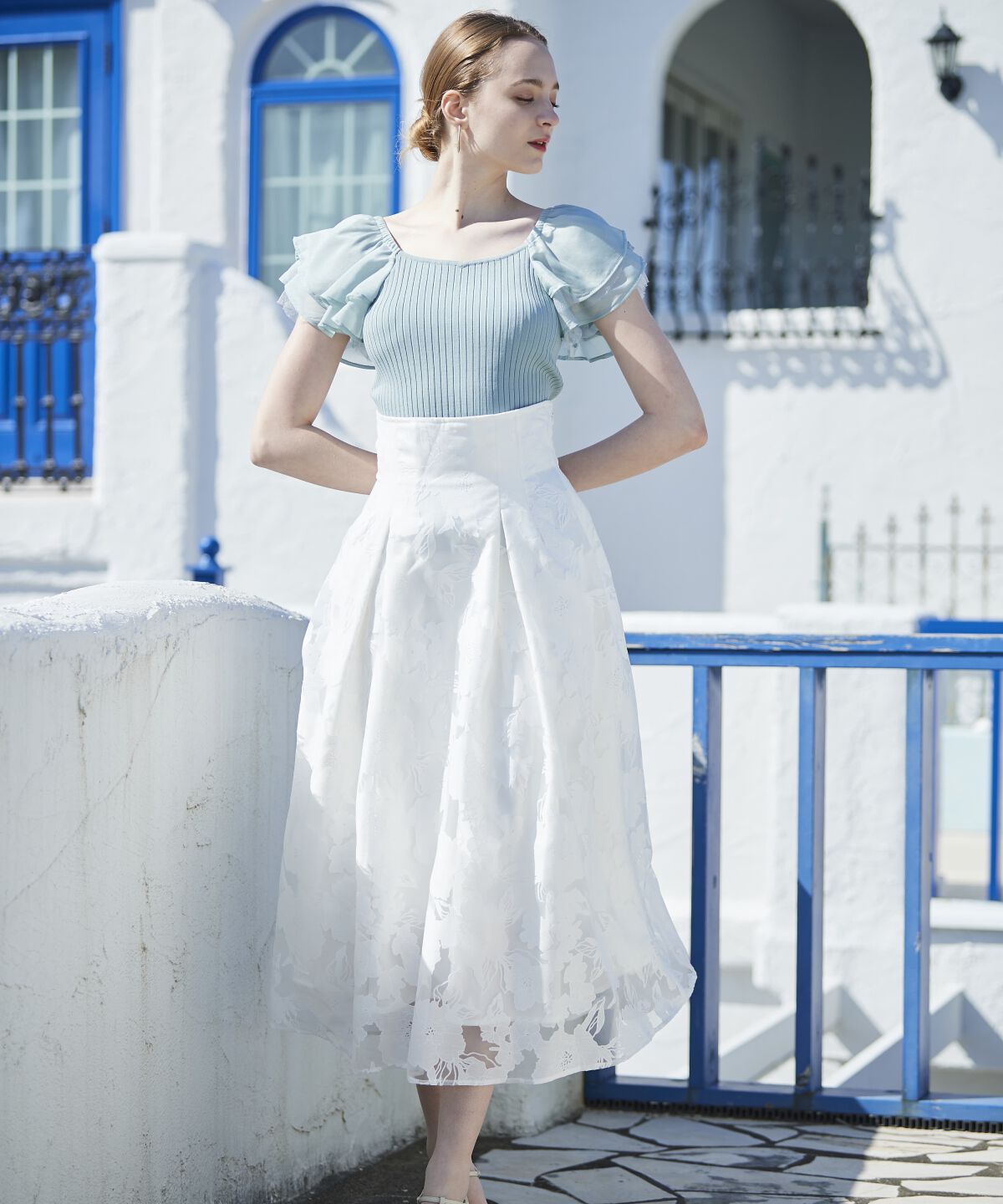 アンドクチュール「オパールフラワーフレアスカート」|フレア|