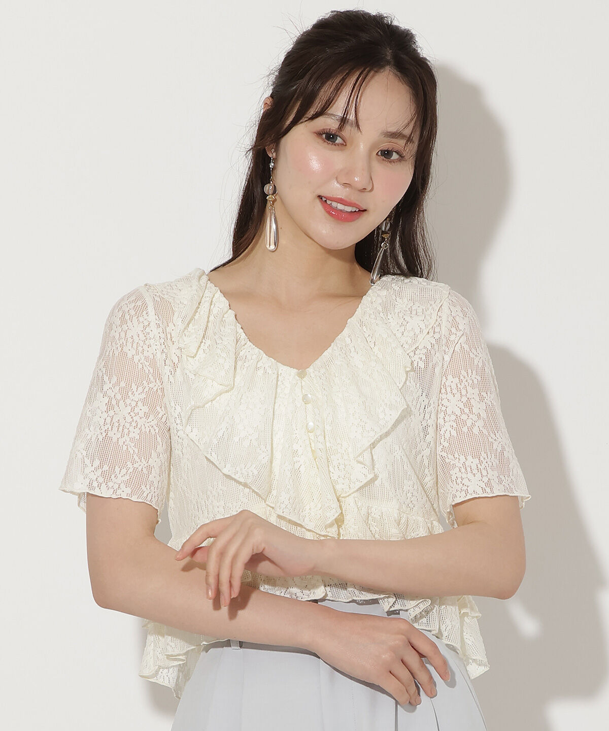 WILLSELECTION「レースラッフルフリルトップス」|Tシャツ・カットソー|ﾗｲﾄﾍﾞｰｼﾞｭ