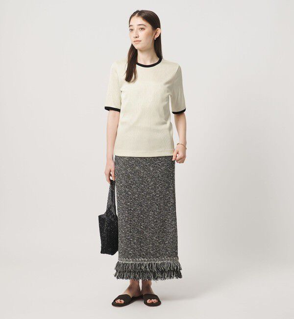 UNITED ARROWS「リブ バイカラーパイピング 五分袖 Tシャツ」|Tシャツ・カットソー|