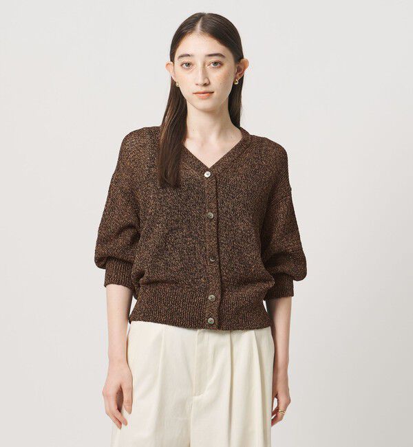 UNITED ARROWS「ペーパー ハーフスリーブ カーディガン」|カーディガン|DK.BROWN