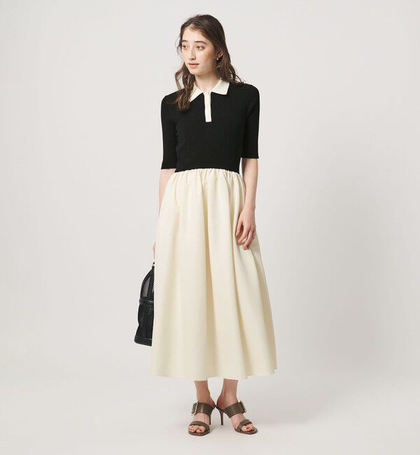 UNITED ARROWS「フィット＆フレア ポロワンピース ‐ウォッシャブル‐」|ワンピース|BLACK