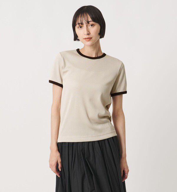 UNITED ARROWS「リブ バイカラーパイピング ショートスリーブ Tシャツ」|Tシャツ・カットソー|BEIGE
