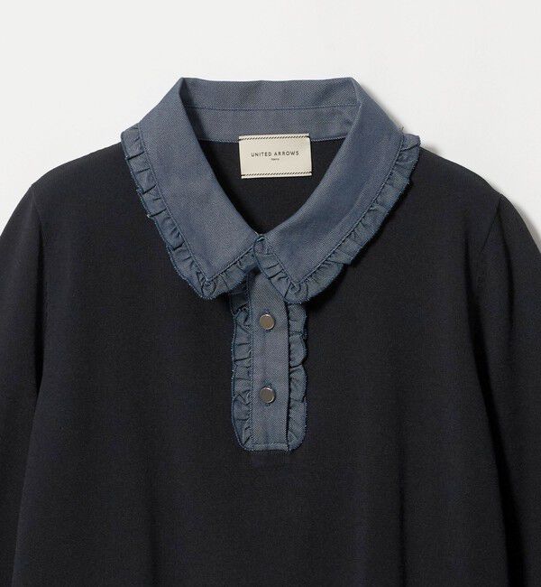 UNITED ARROWS「六分袖 デニムライク ポロニット ‐ウォッシャブル‐」|ニット・セーター|