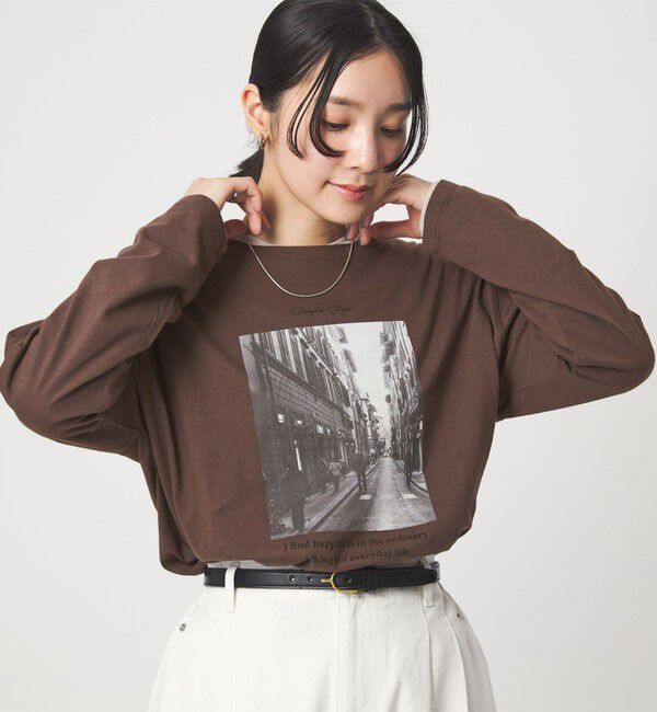UNITED ARROWS green label relaxing「【WEB限定】＜at ease＞フォトプリント ロングスリーブ Tシャツ」|Tシャツ・カットソー|