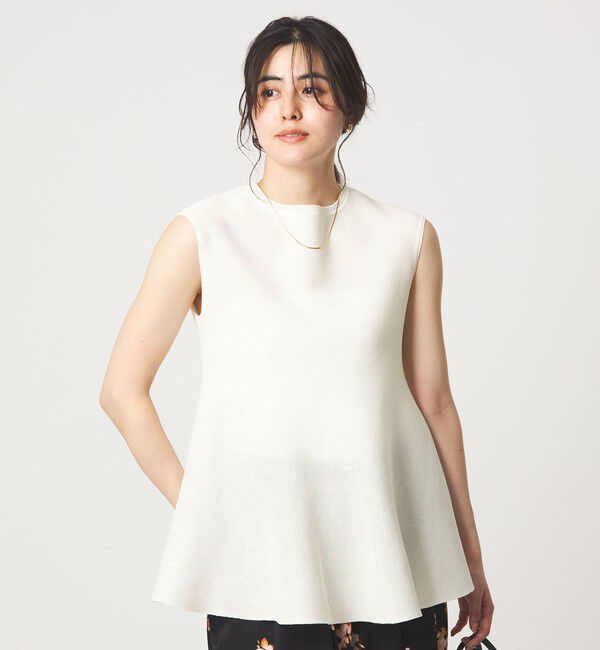 UNITED ARROWS green label relaxing「ブライトシアー ペプラム ノースリーブ ニット」|ニット・セーター|OFF WHITE