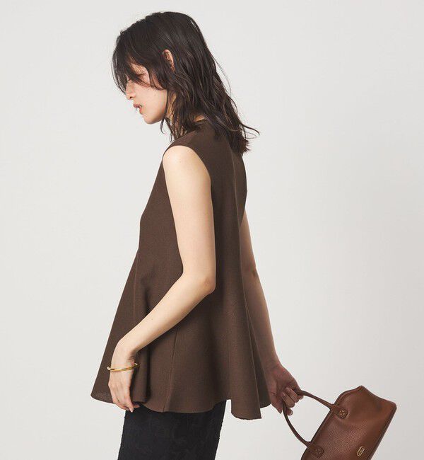 UNITED ARROWS green label relaxing「ブライトシアー ペプラム ノースリーブ ニット」|ニット・セーター|