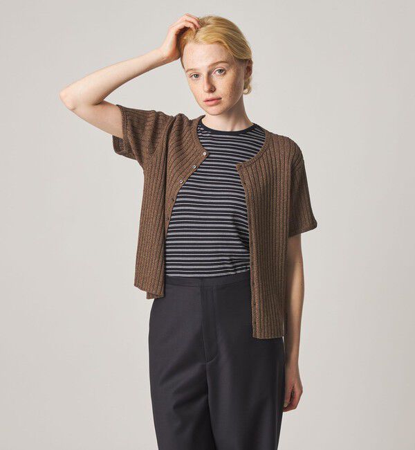 STEVEN ALAN「＜Steven Alan＞リブ ショートスリーブ カーディガン」|カーディガン|