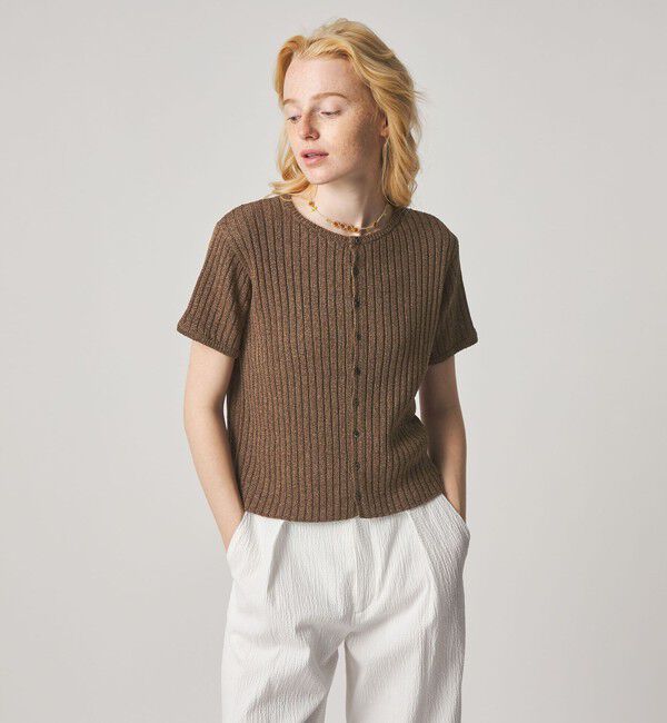 STEVEN ALAN「＜Steven Alan＞リブ ショートスリーブ カーディガン」|カーディガン|