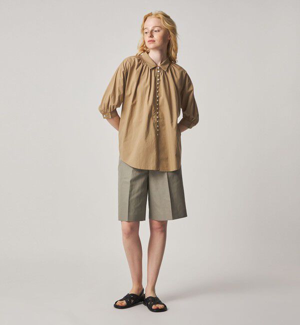 STEVEN ALAN「＜Steven Alan＞コットン ポプリン ギャザー ブラウス」|シャツ・ブラウス|