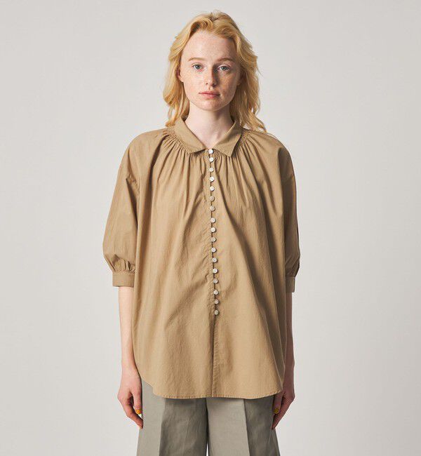 STEVEN ALAN「＜Steven Alan＞コットン ポプリン ギャザー ブラウス」|シャツ・ブラウス|