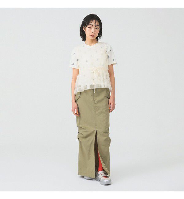 Ray BEAMS 「チュール シャーリング ノースリーブ」|Tシャツ・カットソー|