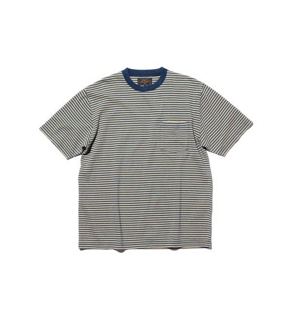 BEAMS PLUS「BEAMS PLUS｜Pocket Tee Indigo Stripe｜ポケットT｜大人カジュアル」|Tシャツ・カットソー|YELLOW
