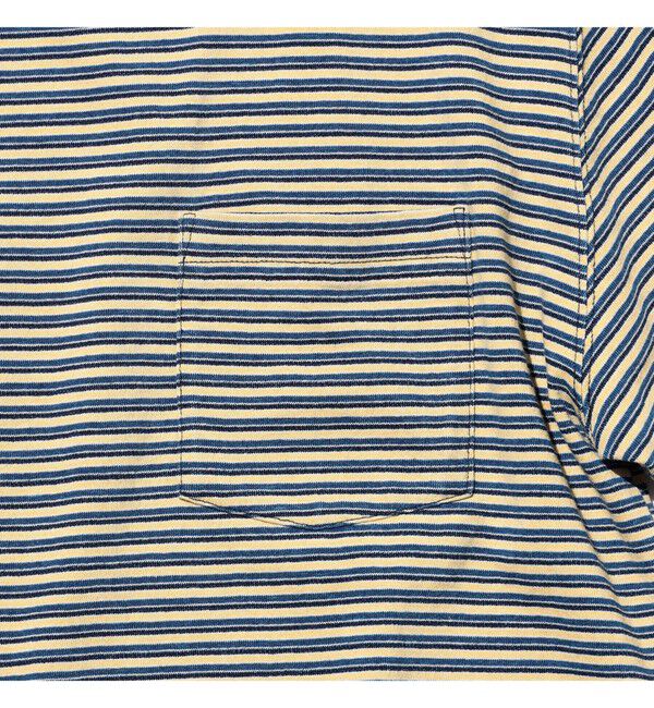 BEAMS PLUS「BEAMS PLUS｜Pocket Tee Indigo Stripe｜ポケットT｜大人カジュアル」|Tシャツ・カットソー|