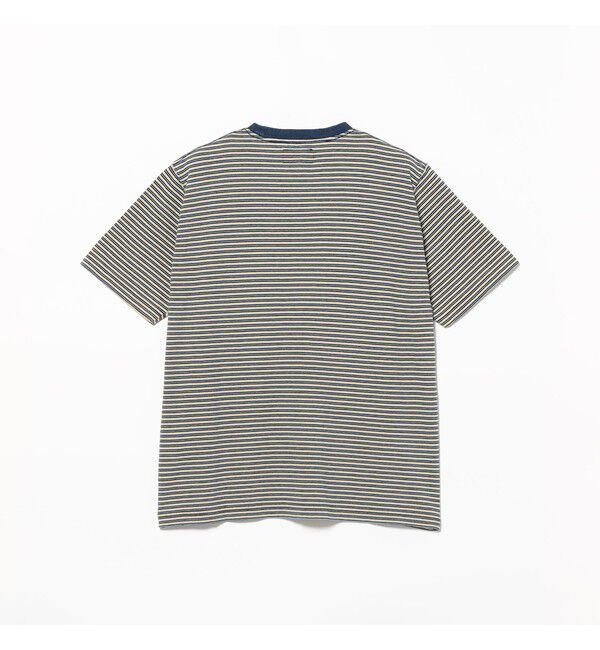 BEAMS PLUS「BEAMS PLUS｜Pocket Tee Indigo Stripe｜ポケットT｜大人カジュアル」|Tシャツ・カットソー|