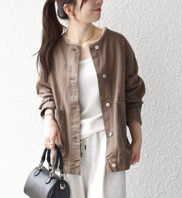 SHIPS any「《一部予約》SHIPS any: ノーカラー デニム ブルゾン［SHIPS any DENIM］」|デニムジャケット|