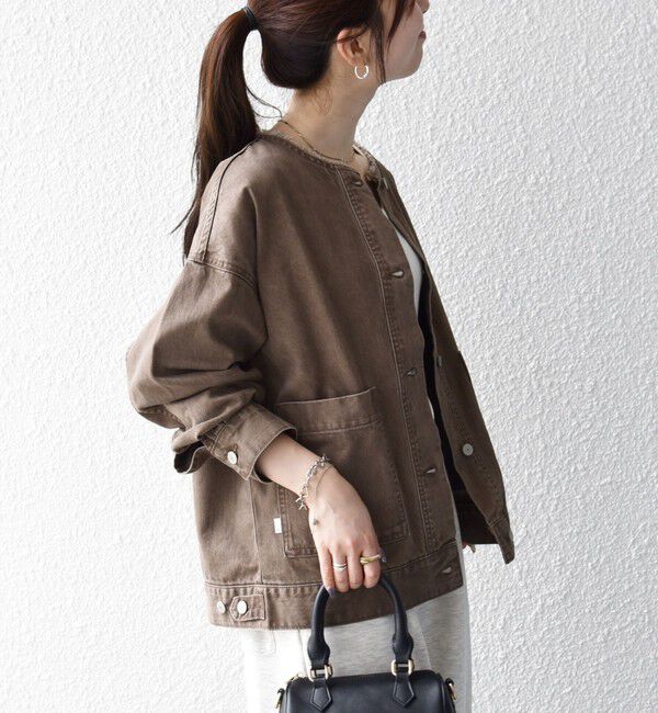 SHIPS any「《一部予約》SHIPS any: ノーカラー デニム ブルゾン［SHIPS any DENIM］」|デニムジャケット|