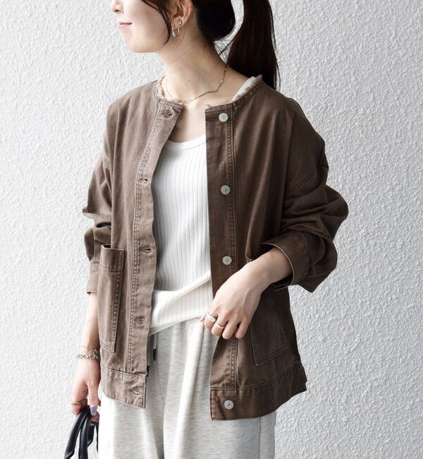 SHIPS any「《一部予約》SHIPS any: ノーカラー デニム ブルゾン［SHIPS any DENIM］」|デニムジャケット|
