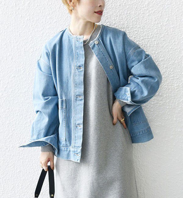 SHIPS any「《一部予約》SHIPS any: ノーカラー デニム ブルゾン［SHIPS any DENIM］」|デニムジャケット|