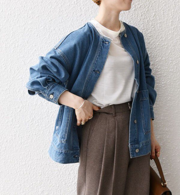SHIPS any「《一部予約》SHIPS any: ノーカラー デニム ブルゾン［SHIPS any DENIM］」|デニムジャケット|