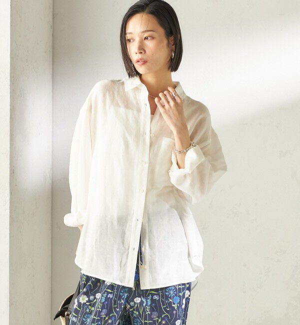 SHIPS for women「〈手洗い可能〉IMPERIAL LINEN 混 オーバー サイズ シャツ」|シャツ・ブラウス|