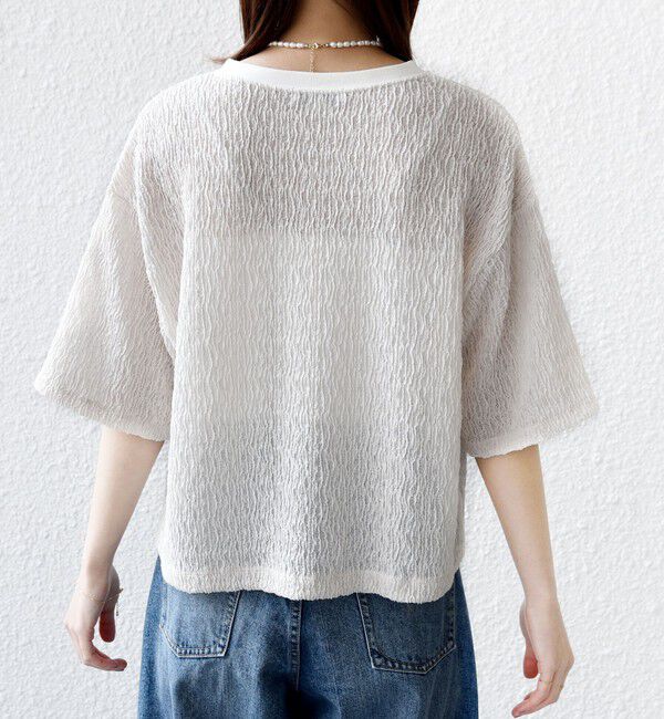 SHIPS for women「〈手洗い可能〉ランダムブルーゼ 5分袖 プルオーバー」|Tシャツ・カットソー|