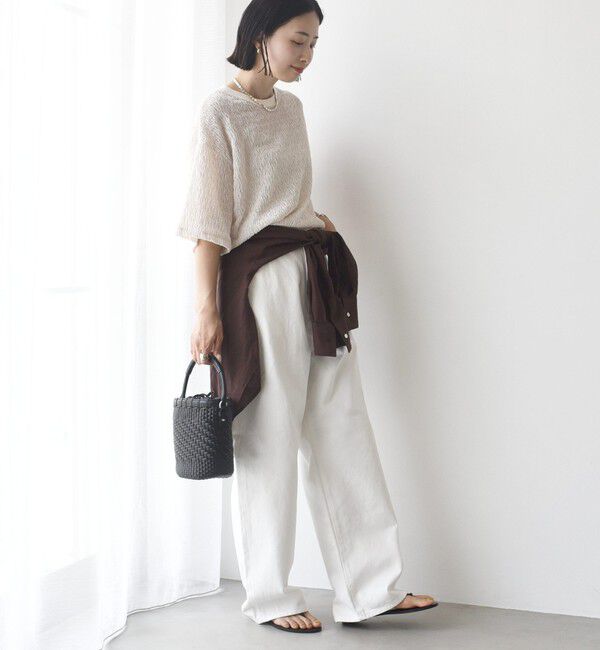 SHIPS for women「〈手洗い可能〉ランダムブルーゼ 5分袖 プルオーバー」|Tシャツ・カットソー|