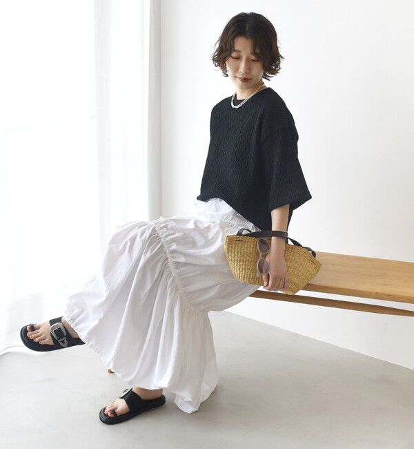 SHIPS for women「〈手洗い可能〉ランダムブルーゼ 5分袖 プルオーバー」|Tシャツ・カットソー|