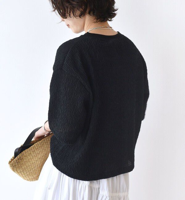SHIPS for women「〈手洗い可能〉ランダムブルーゼ 5分袖 プルオーバー」|Tシャツ・カットソー|
