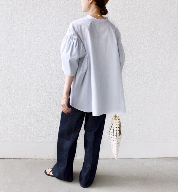 SHIPS for women「〈手洗い可能〉バック フレア 袖 ギャザー スキッパー ブラウス」|シャツ・ブラウス|