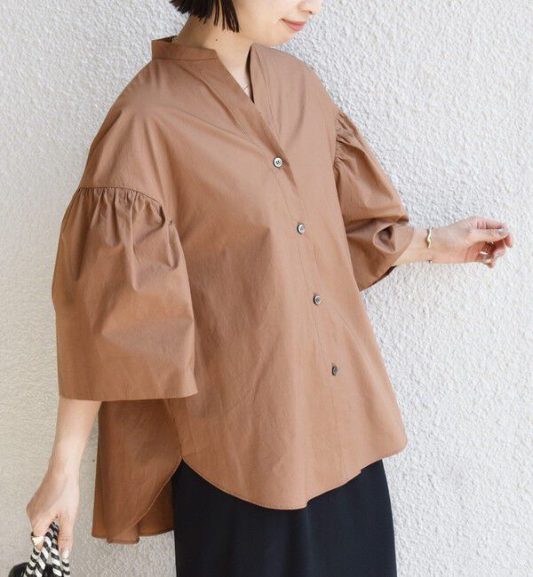 SHIPS for women「〈手洗い可能〉バック フレア 袖 ギャザー スキッパー ブラウス」|シャツ・ブラウス|