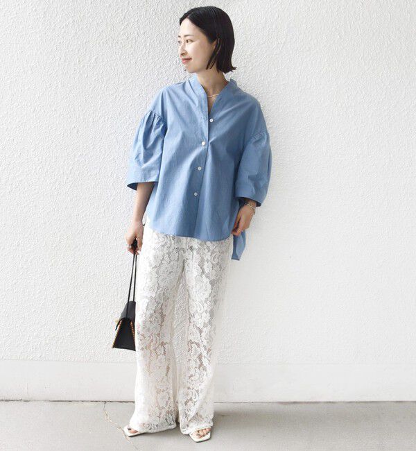 SHIPS for women「〈手洗い可能〉バック フレア 袖 ギャザー スキッパー ブラウス」|シャツ・ブラウス|