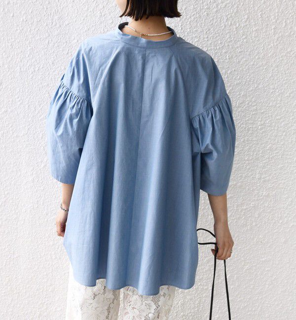SHIPS for women「〈手洗い可能〉バック フレア 袖 ギャザー スキッパー ブラウス」|シャツ・ブラウス|