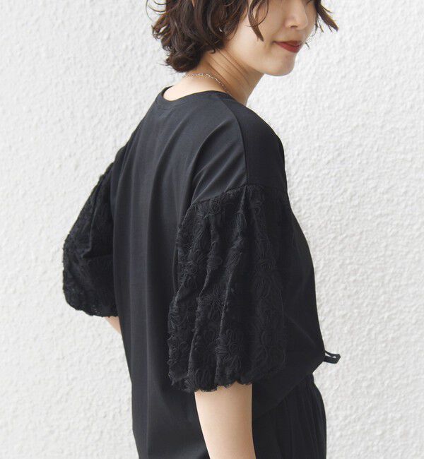 SHIPS for women「【WEB限定】〈接触冷感/UVカット/汗染み防止加工〉FUNCTION 袖 レース プルオーバー」|Tシャツ・カットソー|