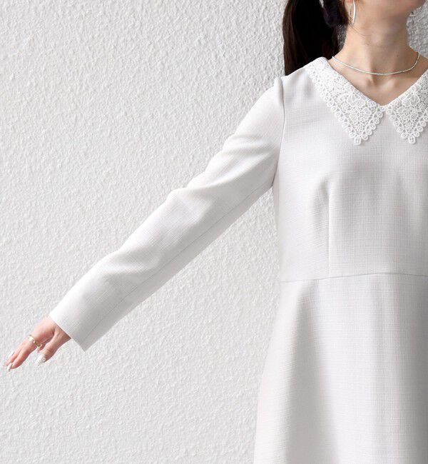 SHIPS any「《予約》SHIPS any:〈洗濯機可能〉レースカラー ロング スリーブ ワンピース［NAVY BLUE］」|ワンピース|