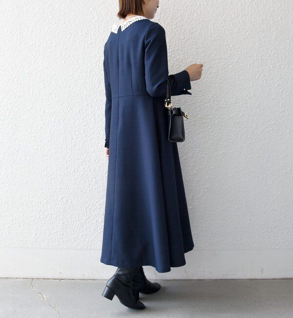 SHIPS any「《予約》SHIPS any:〈洗濯機可能〉レースカラー ロング スリーブ ワンピース［NAVY BLUE］」|ワンピース|