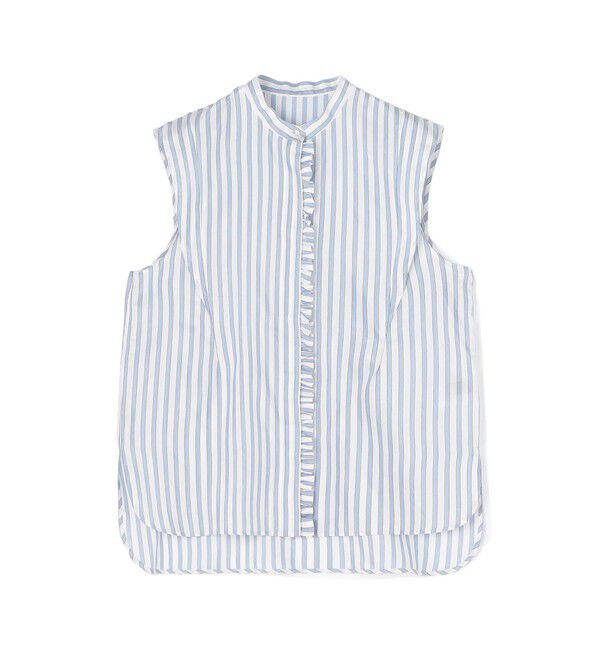 TOMORROWLAND collection「トラックストライプ フリルトリミングブラウス」|シャツ・ブラウス|62 ライトブルー系