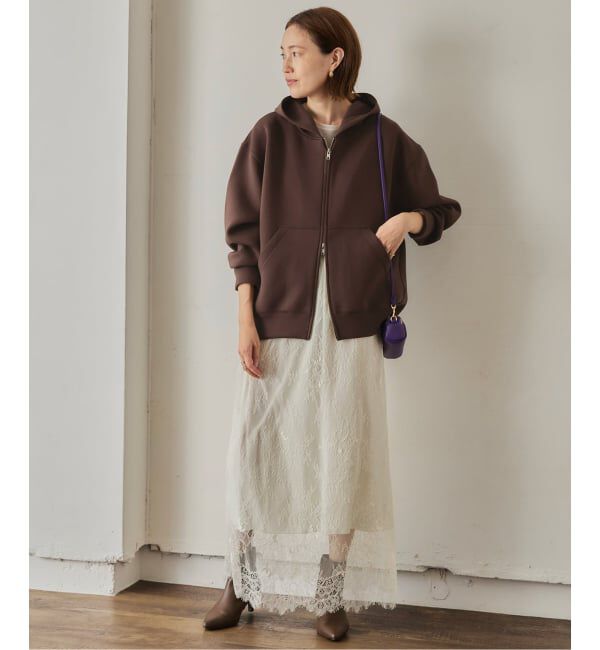 SLOBE IENA「《店舗・WEB限定カラー有り/シルバージップ/追加》ボリュームジップアップフーディー」|パーカー|