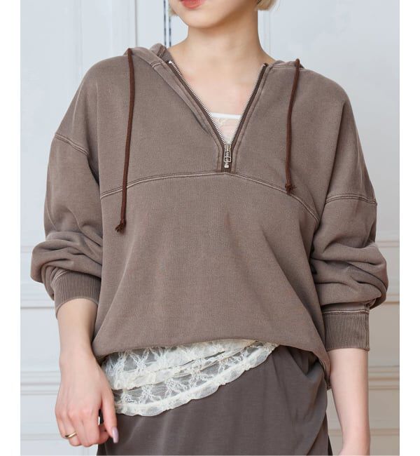 IENA LA BOUCLE「《予約》IENA LA BOUCLE ピグメントバイオジップパーカー」|パーカー|ブラウン