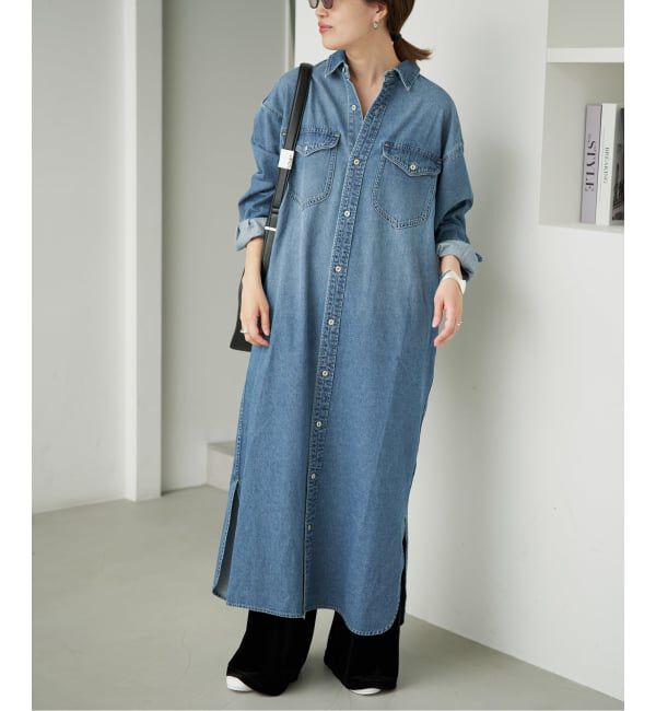 SLOBE IENA「《シリーズあり/予約》LEDENIM BDU デニムシャツワンピース」|ワンピース|