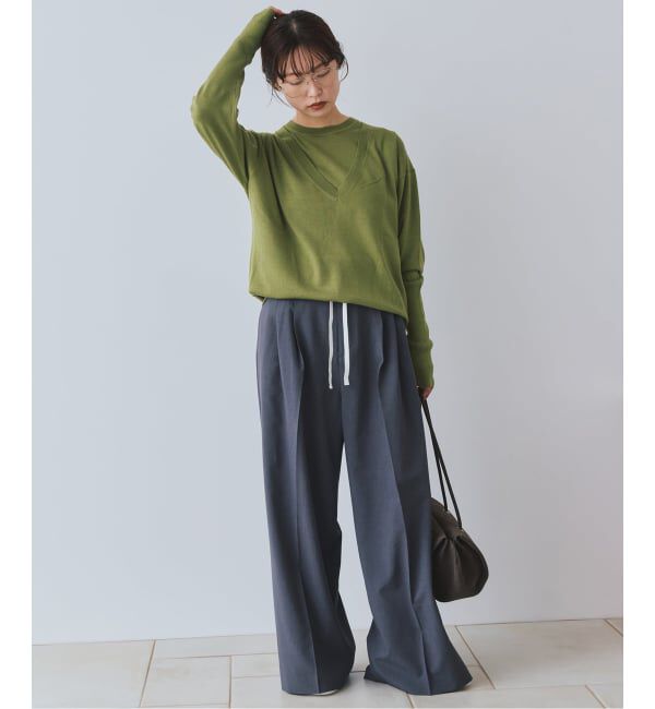 SLOBE IENA「《シリーズあり/予約》ウォッシャブルプレーンオーバーVネックニット」|ニット・セーター|