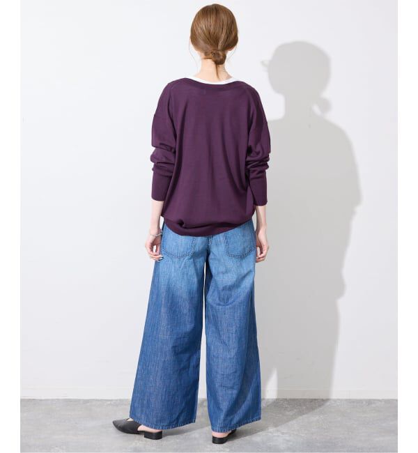SLOBE IENA「《シリーズあり/予約》ウォッシャブルプレーンオーバーVネックニット」|ニット・セーター|