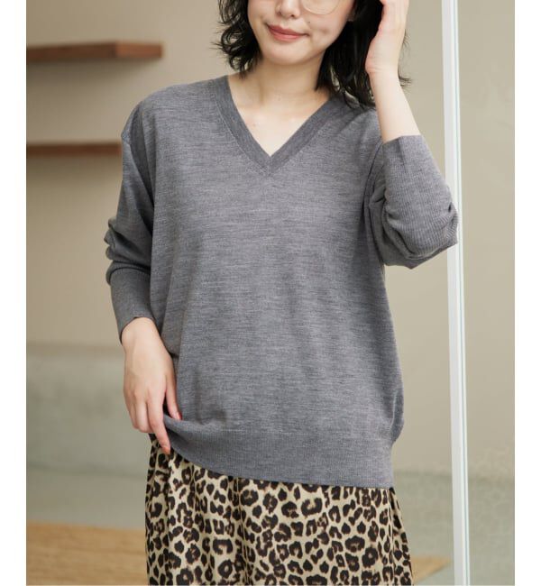 SLOBE IENA「《シリーズあり/予約》ウォッシャブルプレーンオーバーVネックニット」|ニット・セーター|