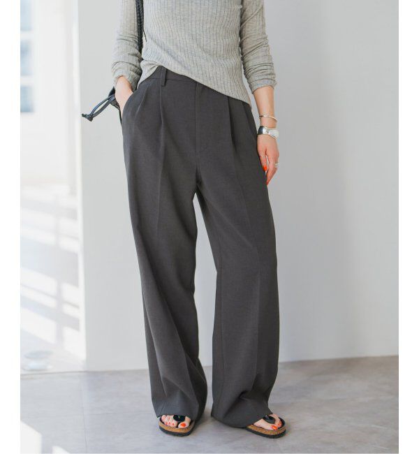 Spick and Span「《追加2》ダブルクロスツータックパンツ」|スラックス|