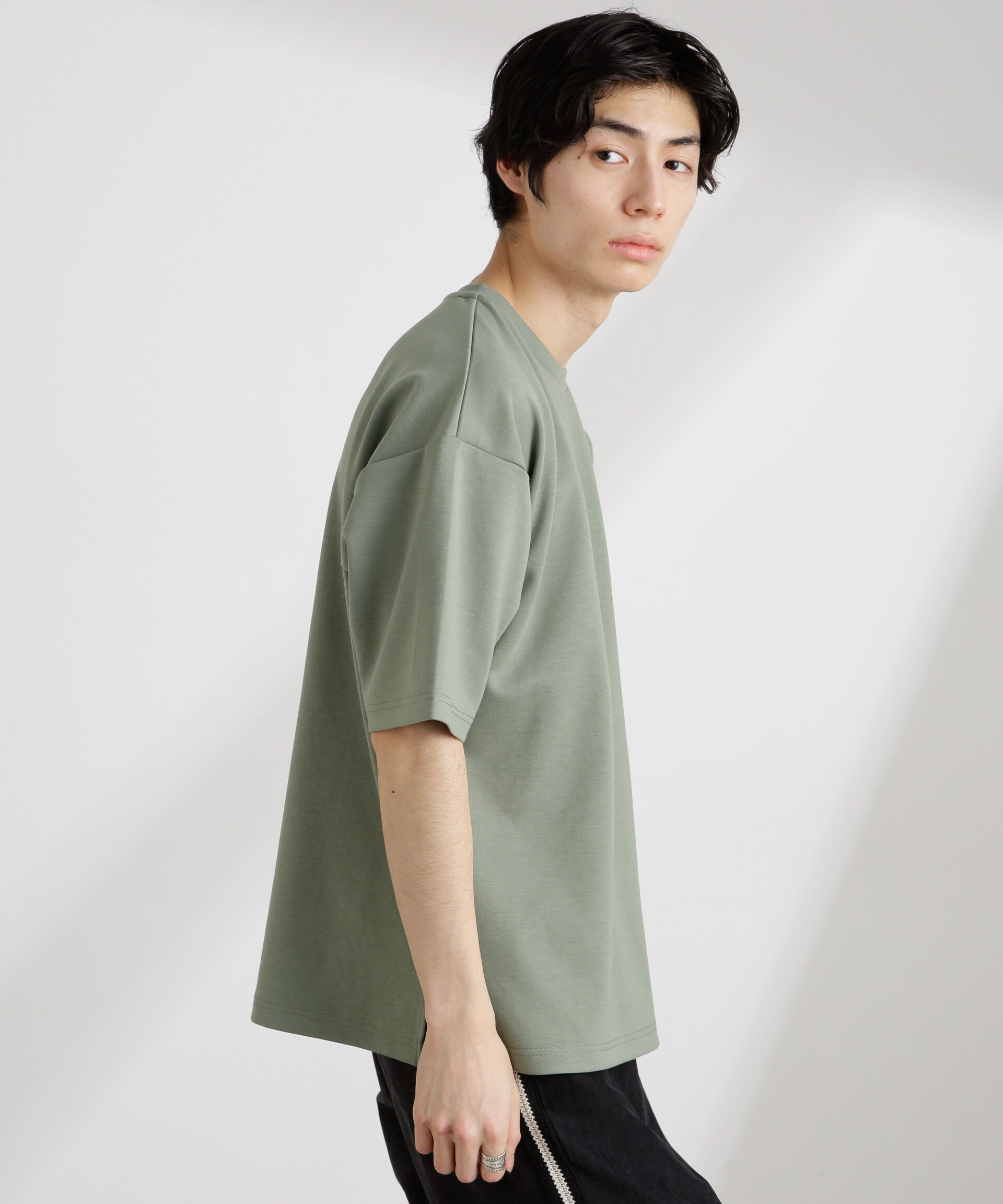 NANO universe「ワイドダンボールTシャツ 半袖」|Tシャツ・カットソー|ピスタチオ9