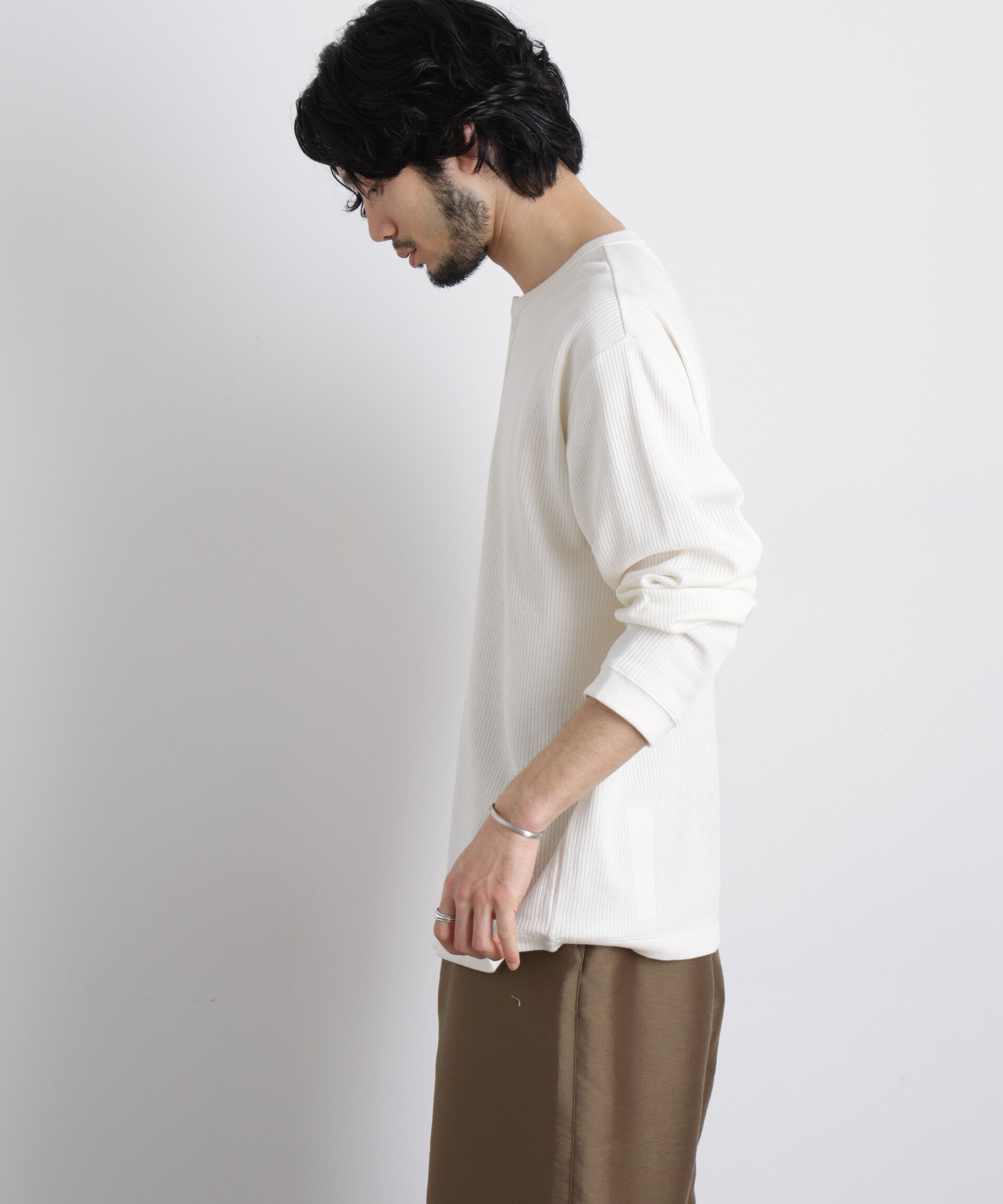 nano･universe「｢ASSEMBLANC｣ ドロップニードルリブ ヘンリーネック」|Tシャツ・カットソー|