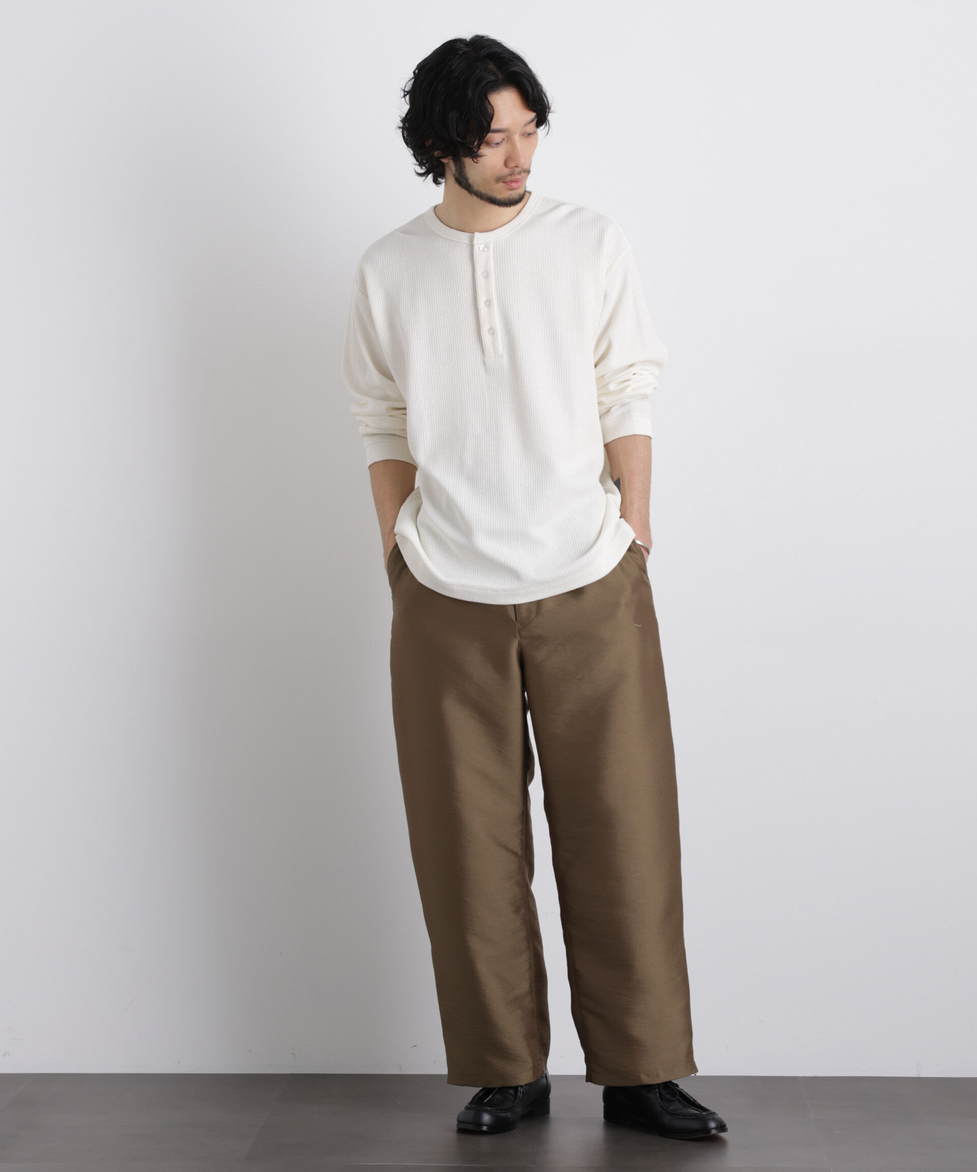 nano･universe「｢ASSEMBLANC｣ ドロップニードルリブ ヘンリーネック」|Tシャツ・カットソー|